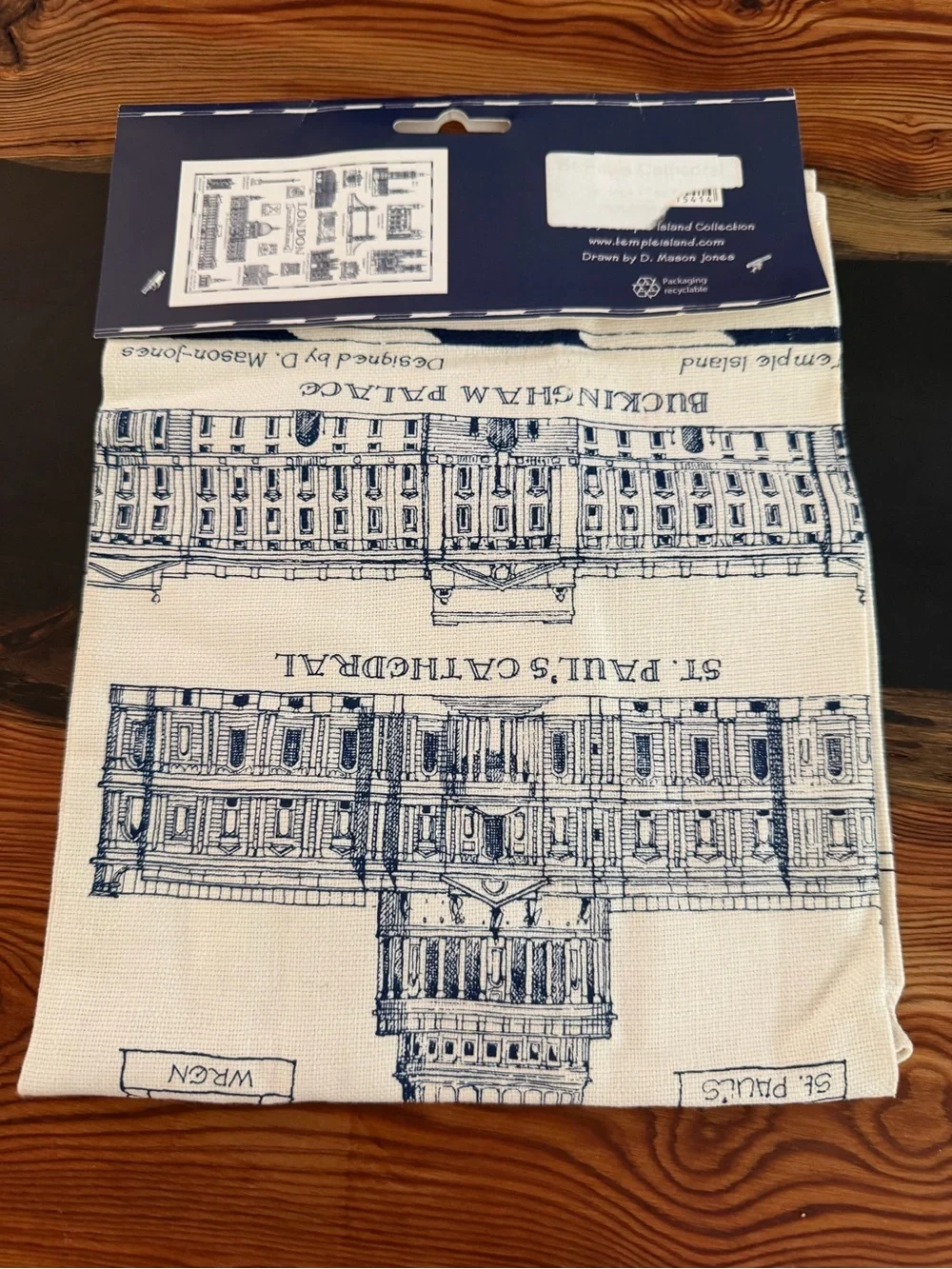 London Cotton Tea Towel - Blue & White